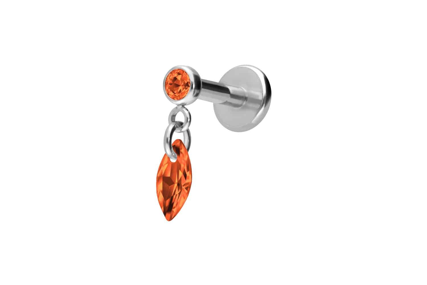 PIERCINGLINE Piercing-Set Titan Labret mit Innengewinde KRISTALLOVAL (Labrets, 1-tlg)