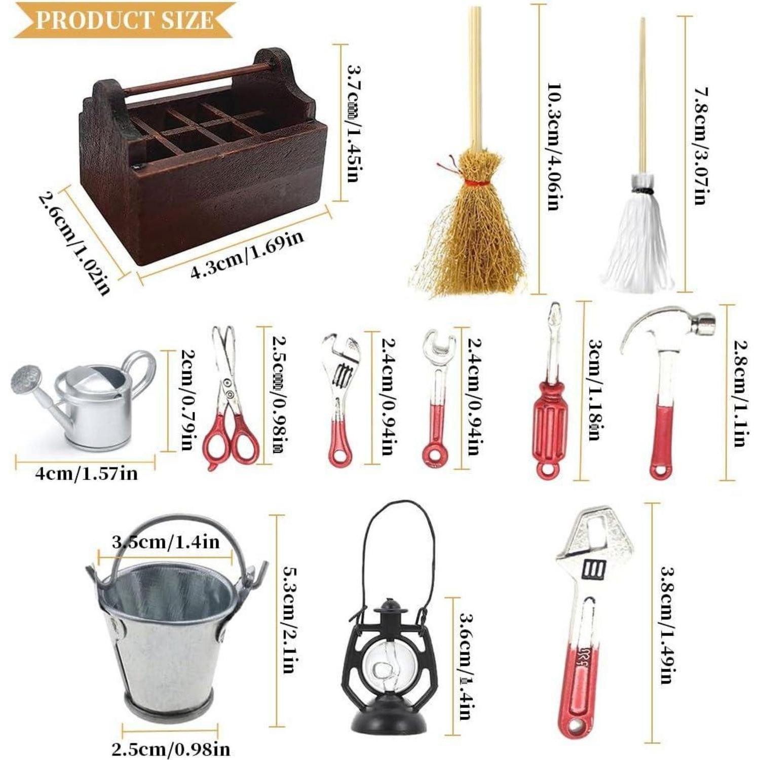 LuxusKollektion Küchenorganizer-Set Miniatur Werkzeugkasten Set 13-teilig Weihnachten Deko Wichtel Zubehör