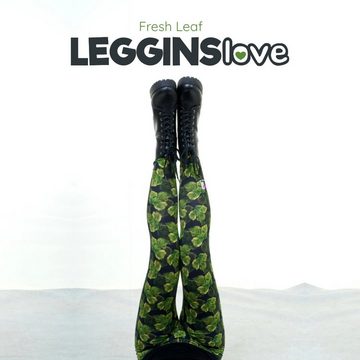 Leggins Love Leggings Leggings mit grünen Blumen Blattzauber by Leggins Love