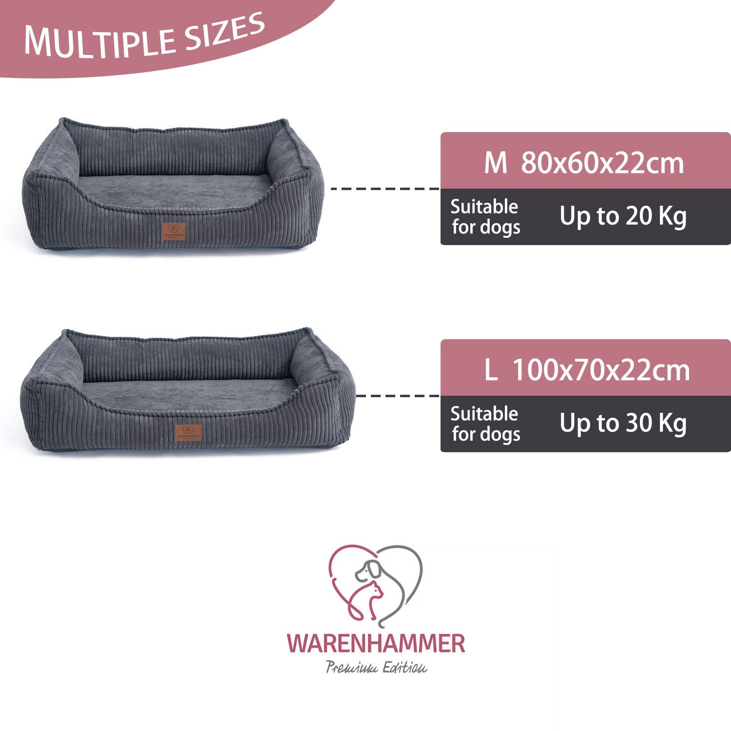 Warenhammer Tierbett Orthopädisches Premium Hundebett, flauschig günstig online kaufen