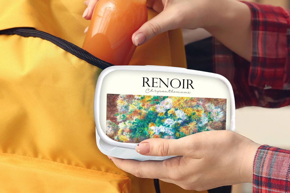 Brotbox und Brotdose, für Erwachsene, Mädchen (2-tlg), Gemälde Kunststoff, und Lunchbox für Kinder Renoir Jungs - - MuchoWow Blumenstrauß, weiß