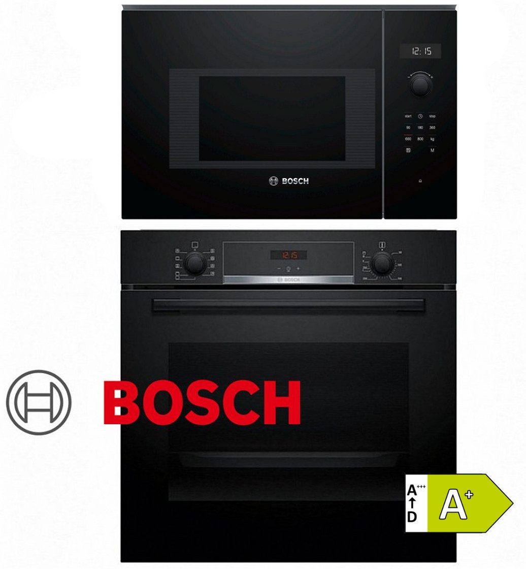 BOSCH Backofen-Set Bosch Backofen Teleskop mit Mikrowelle Einbau Sparset -Autark 20L, mit 1-fach-Teleskopauszug, Uhr, Timer, Teleskopauszug, Grill