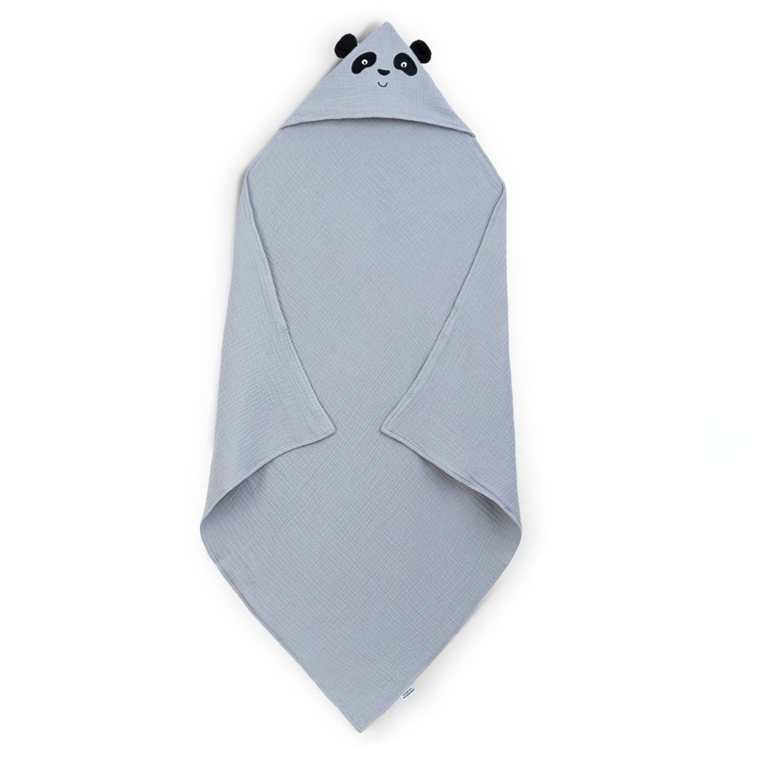 Räuberella Kapuzenhandtuch Panda in Blau, mit süßem Pandagesicht auf der Kapuze