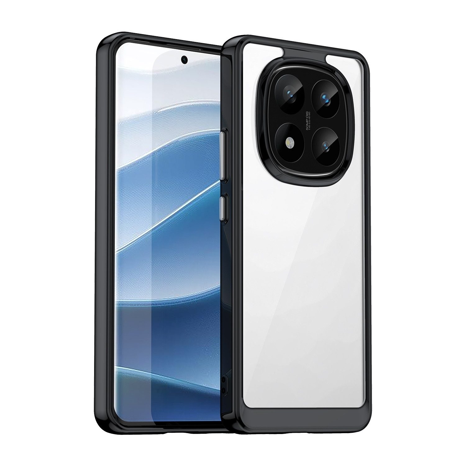 Wigento Handyhülle Für Xiaomi Redmi Note 14 Pro Plus 5G Colorful TPU Hybrid Hülle Schwarz, Colorful Series Hybrid Schutzhülle