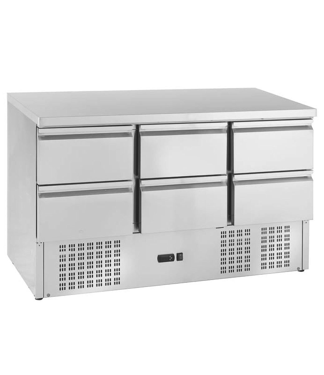 GastroHero Dönergrill Mini Kühltisch Edelstahl GN 1/1 6 Schubladen, 450 W