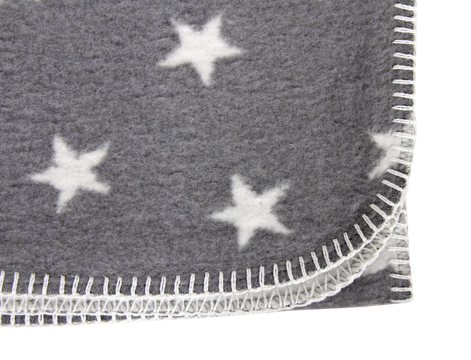 x mit Sternen 75 Yogilino® cm, yogabox, Wolldecke weißen hergestellt regional 100 grau