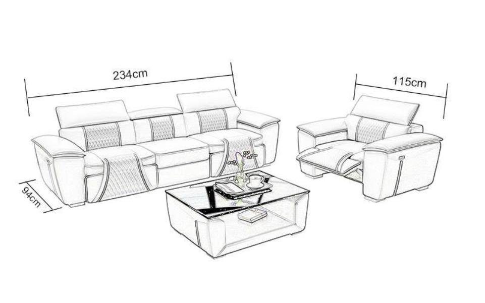 3+2 Europe JVmoebel Relax Sofa Sitzer Couch Sofagarnitur, Made Schwarze Multifunktions in