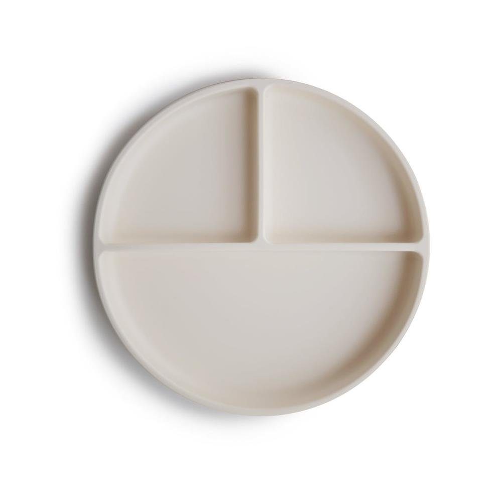 Mushie Тарілки Тарілки Ivory, aus Silikon, mit Saugmechanismus, BPA-frei, D18,4 cm