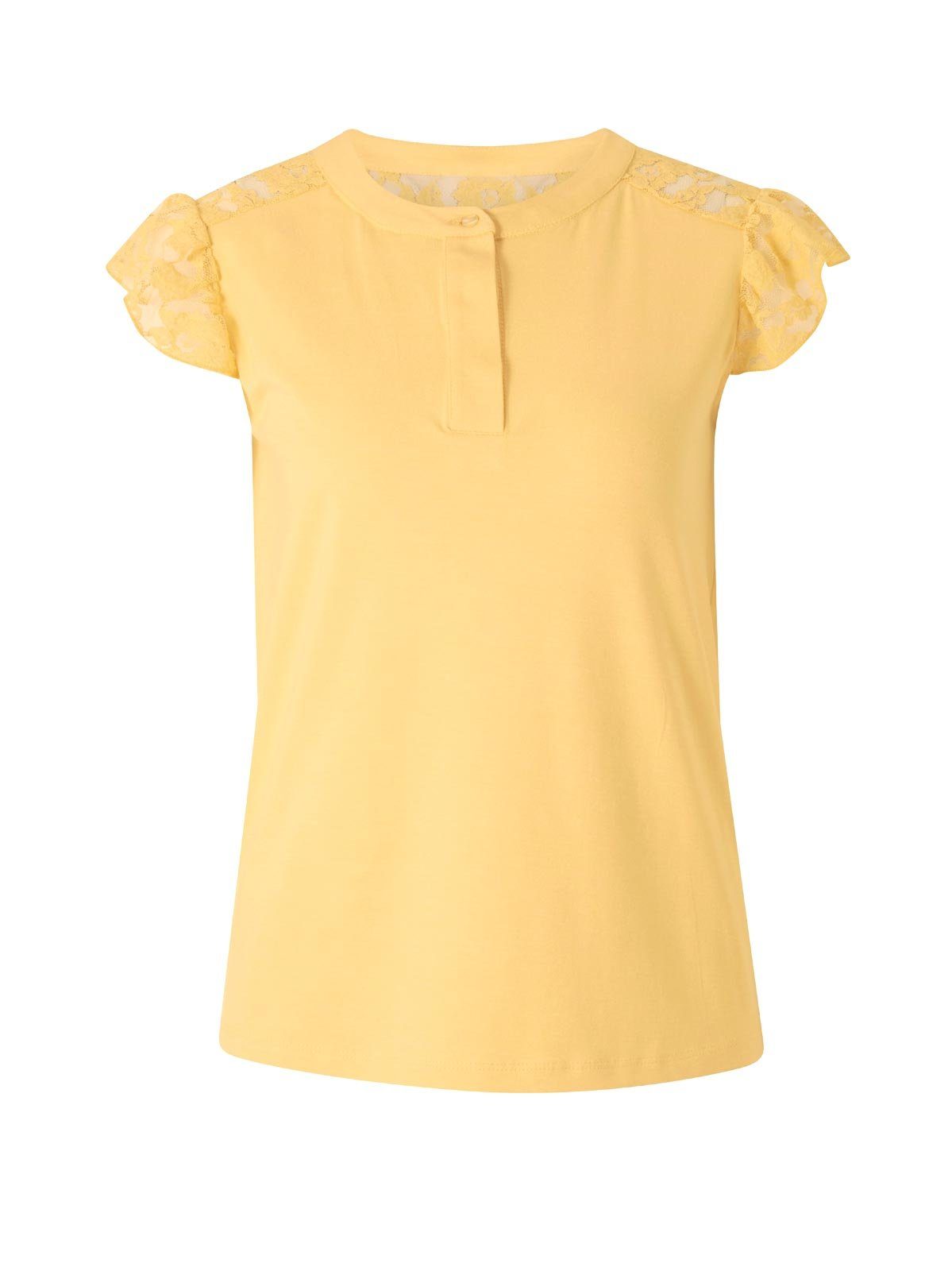heine Rundhalsshirt LINEA TESINI Designer-Shirt Damen gelb Spitze, m