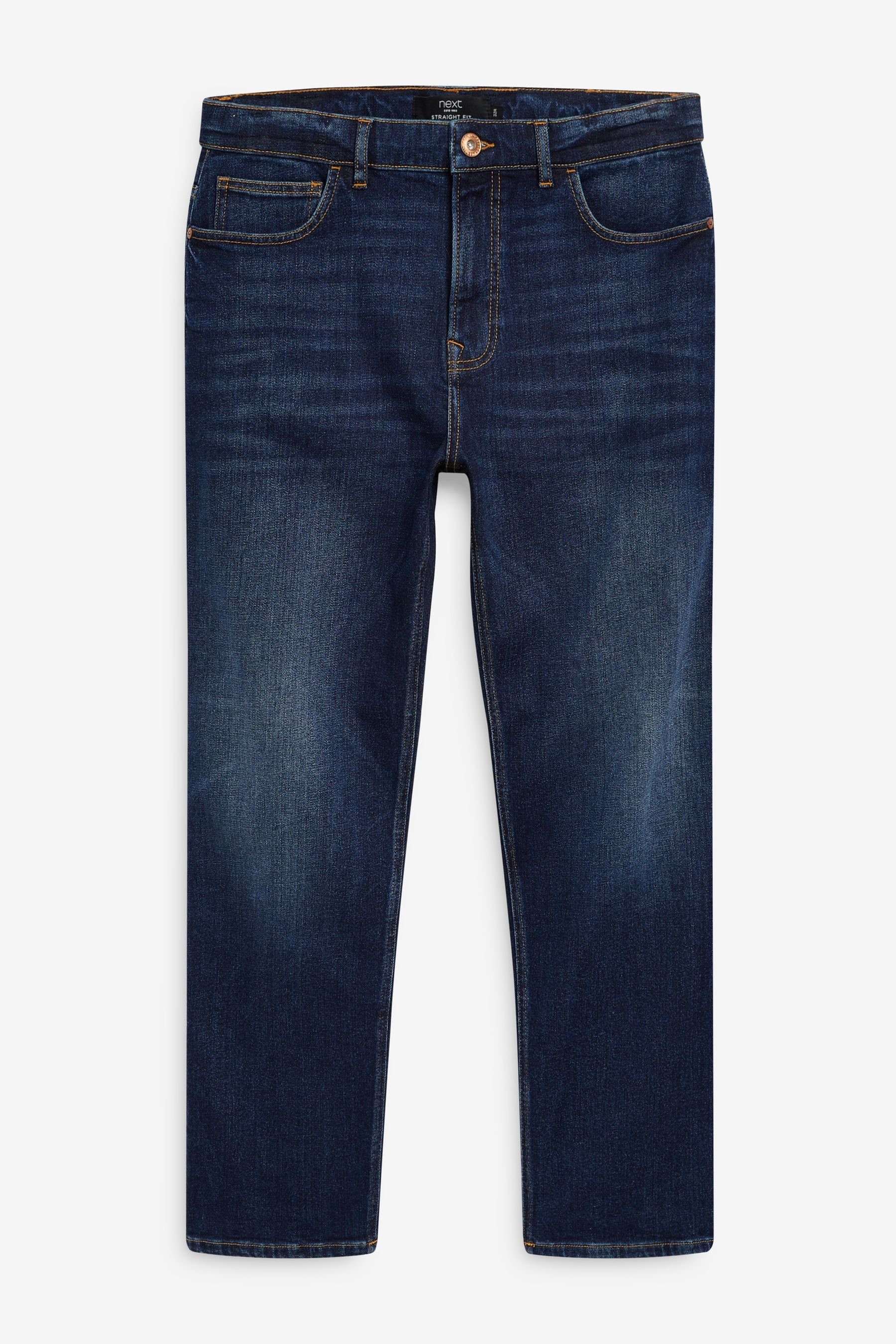Förderungsbereich Next Straight-Jeans Straight-Fit Stretch-Jeans mit Blue Gürtel Vintage (1-tlg)