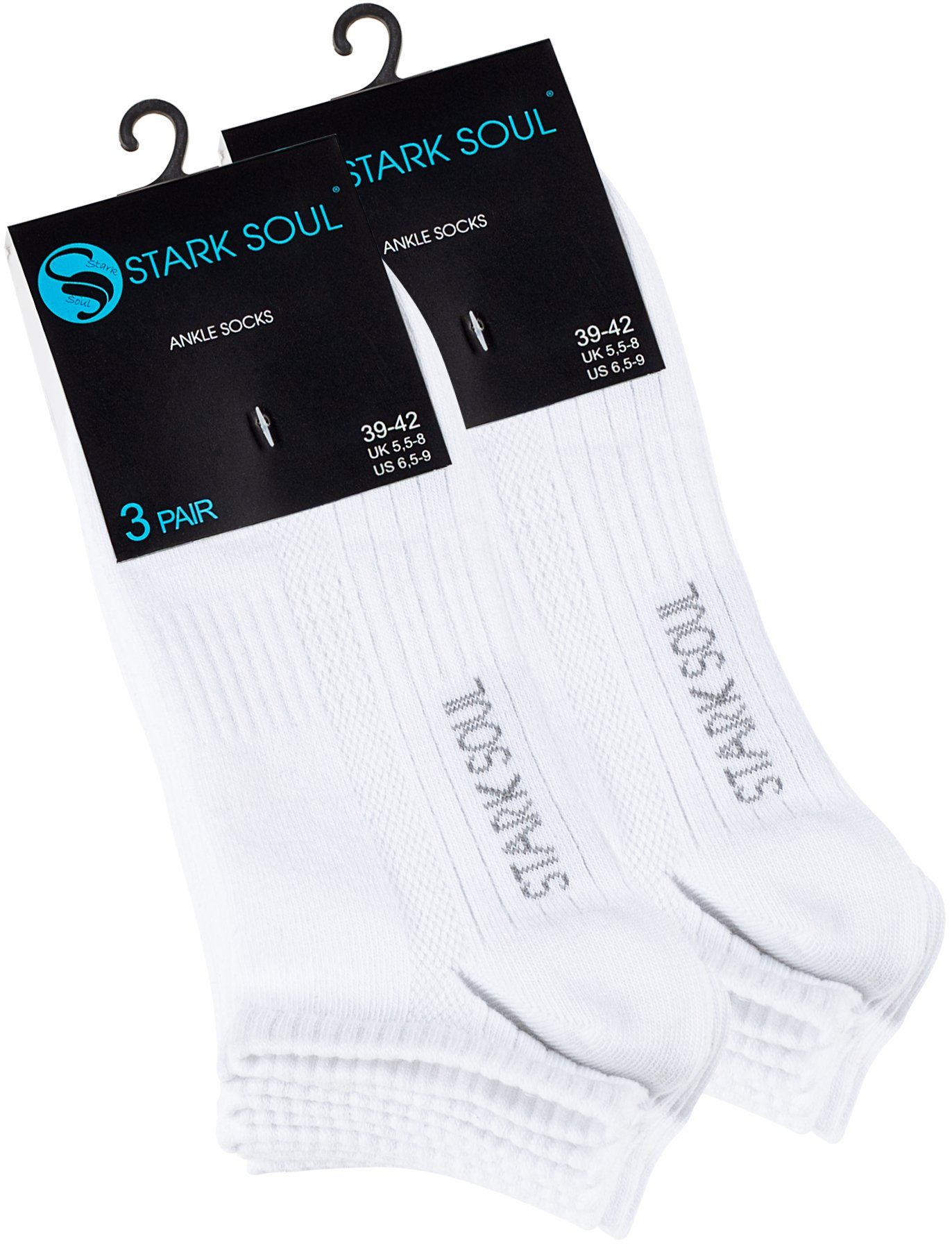Premium Unisex 6 Stark Qualität, Sneaker Socken Soul® Weiß & Paar Baumwolle, Sneakersocken für gekämmte Mesh Damen Herren