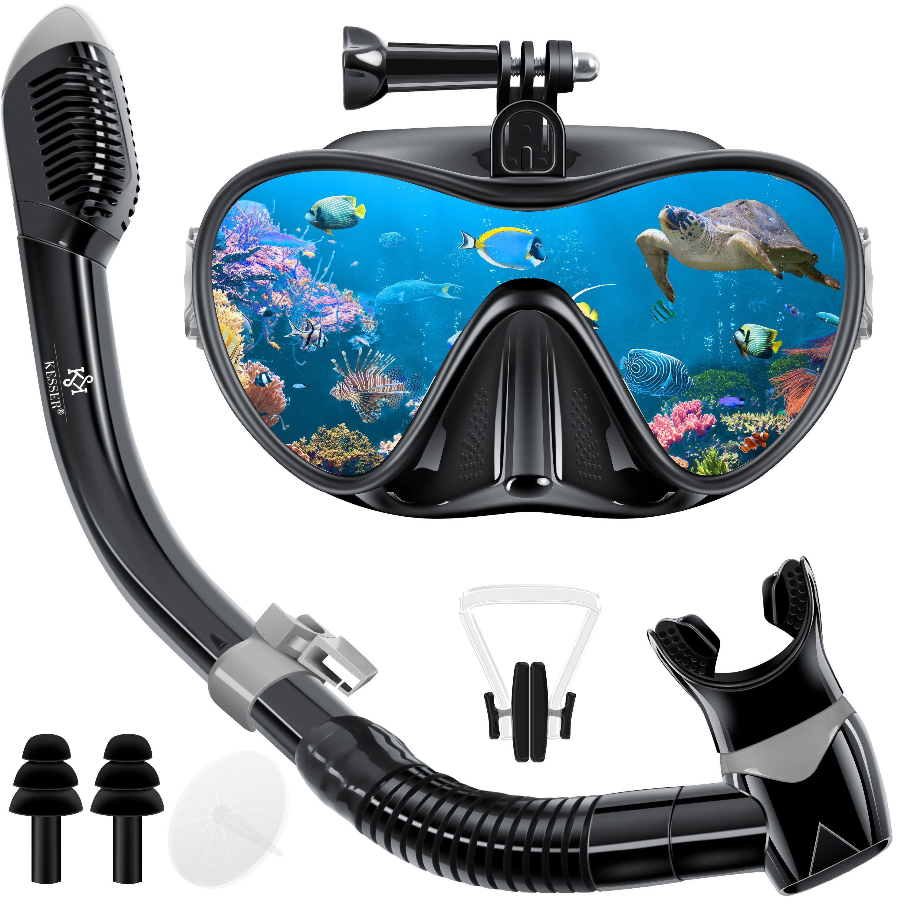 KESSER Taucherbrille, Schnorchelset Profi Taucherbrille Schnorchelmaske Tauchset