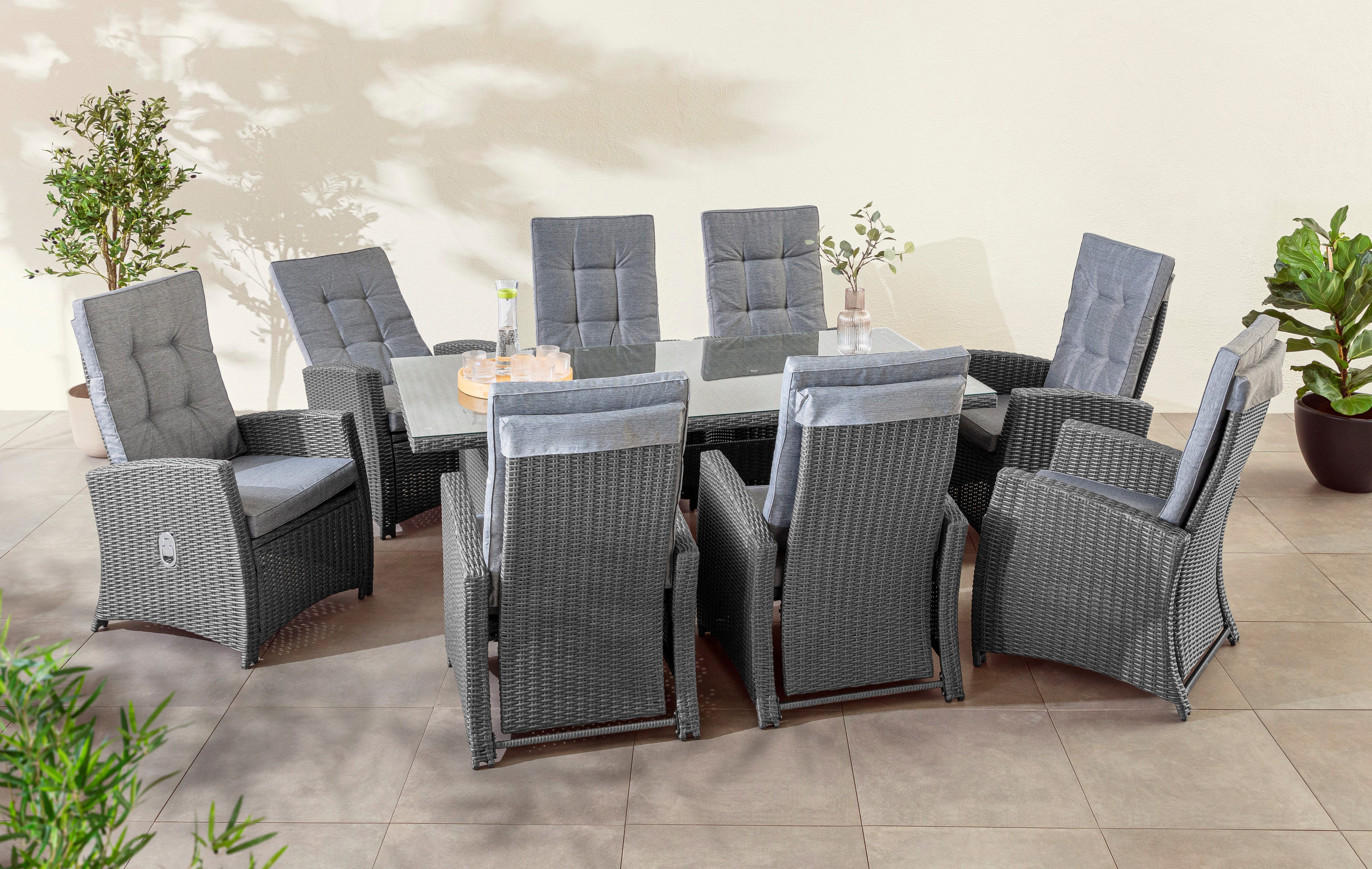 KONIFERA Garten-Essgruppe »New Paris«, (Set, 25-tlg., 8 Sessel, Rückenlehne günstig online kaufen