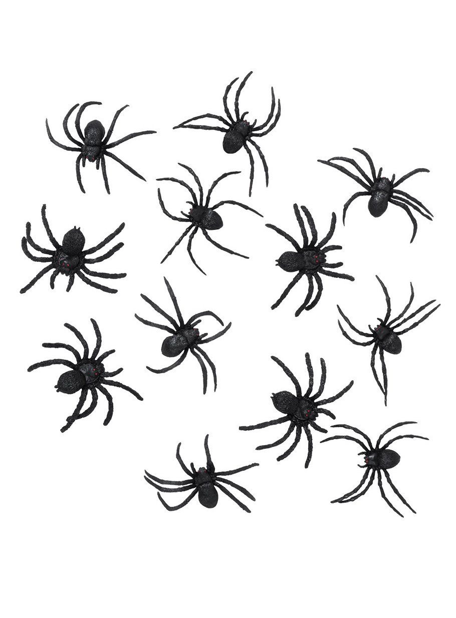 Boland Dekofigur 12 Schwarze Spinnen, Raumdekoration für Haunted House und Halloweenparty