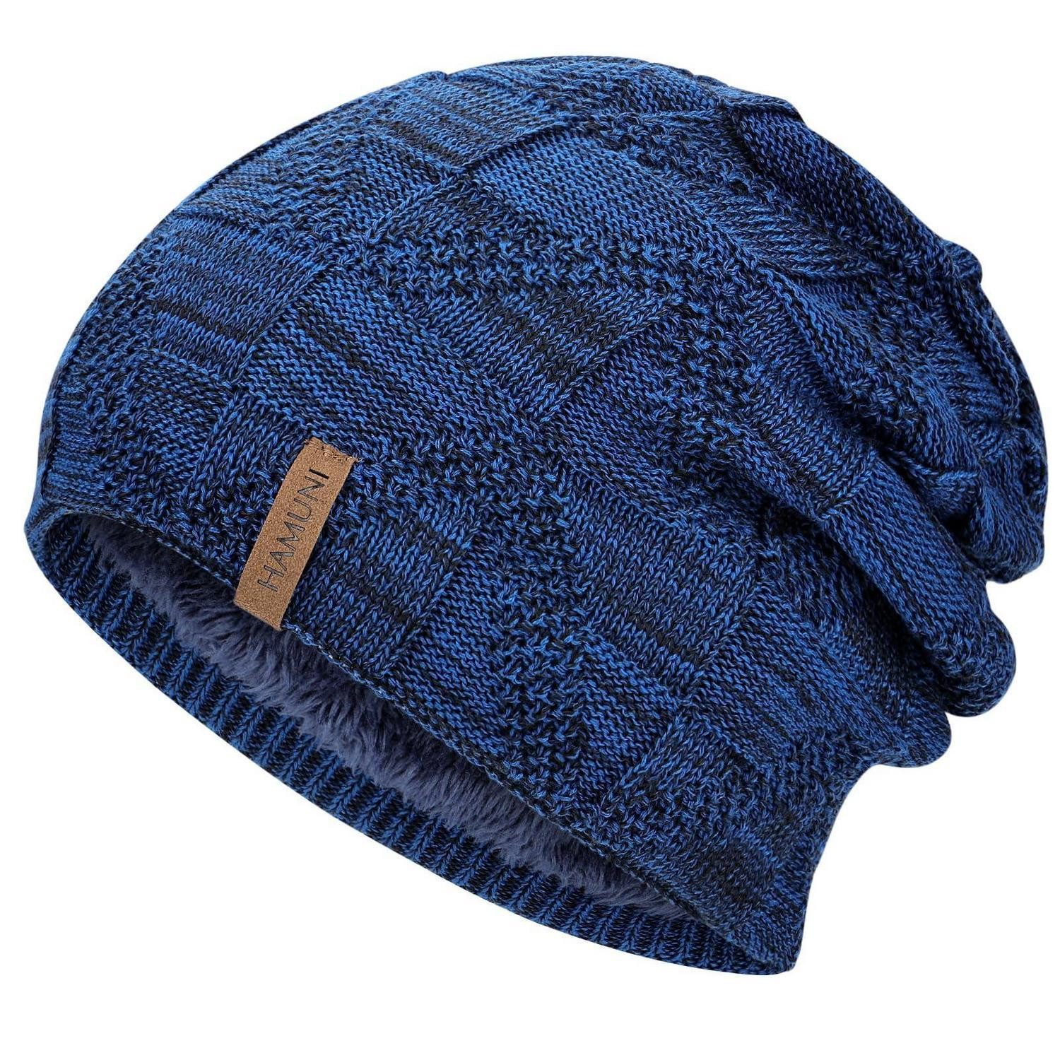 LuxusKollektion Fleecemütze Mütze Strick Slouch Beanie Fleece Winter Damen Herren Marineblau