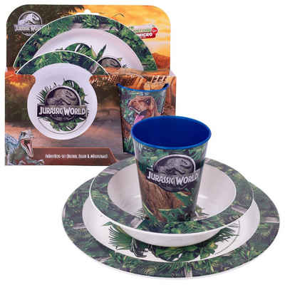 Jurassic World Kindergeschirr-Set Geschirr-Set Jurassic World 3-teilig Teller, Schüssel & Becher, Kunststoff