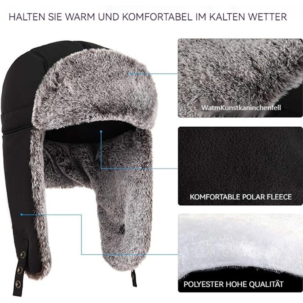 SOTOR Fellimitatmützen Wintermütze Schneedichte mit Kunstfellmütze (1-St) Warme Ohrenklappen,Unisex