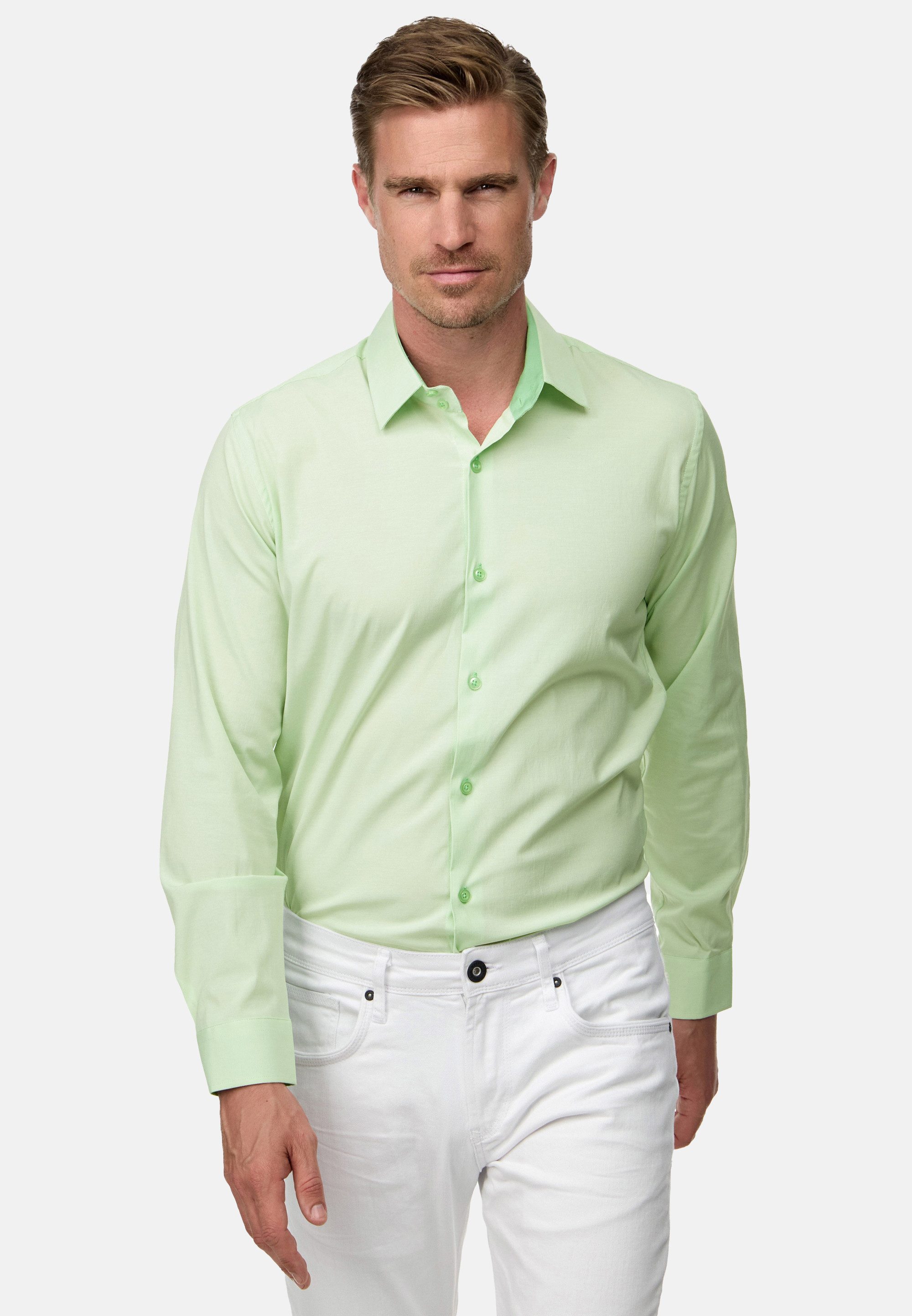 Rusty Neal Langarmhemd mit farblich abgesetztem Innenkragen günstig online kaufen