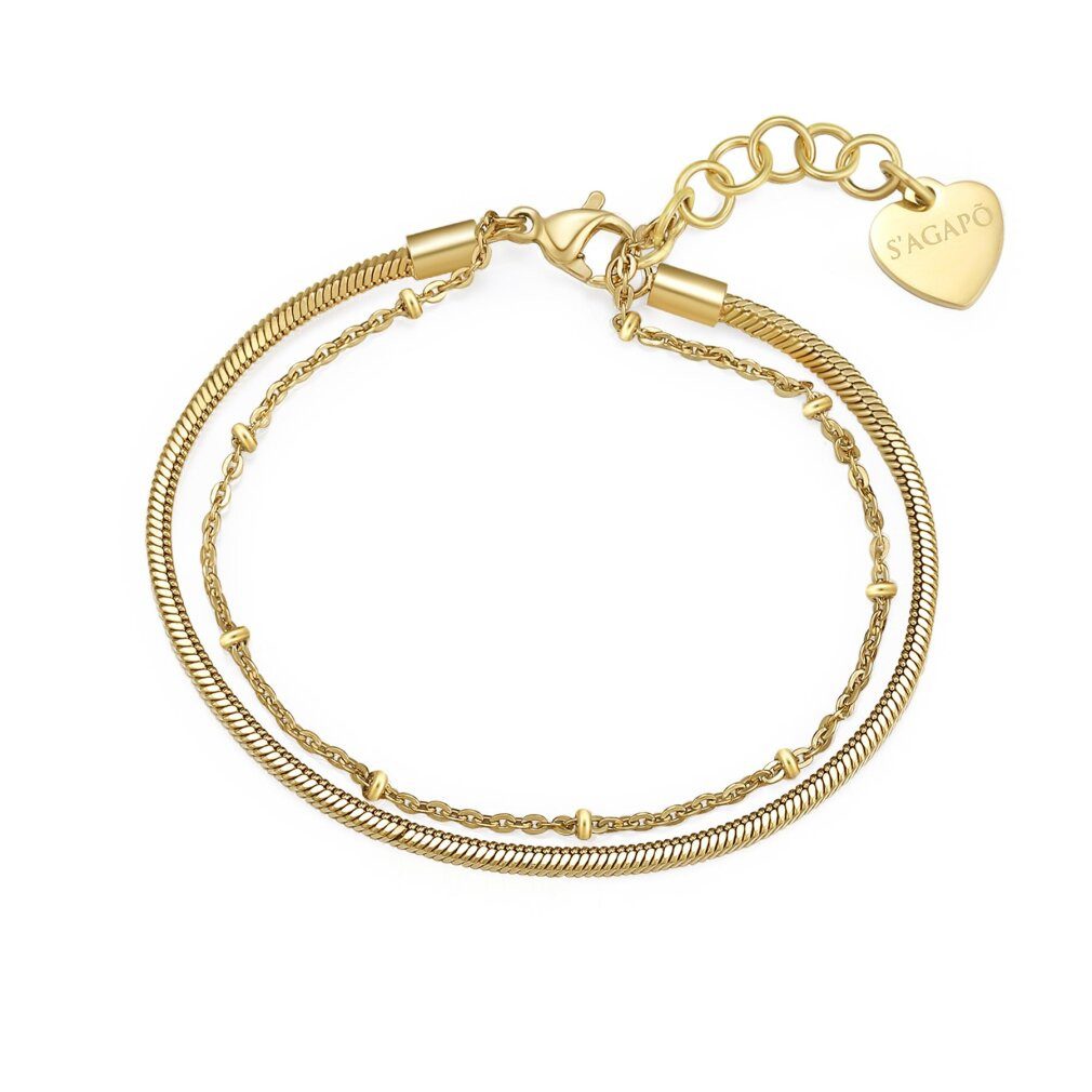 s'agapo Armband Double gold-plated bracelet Chunky SHK24