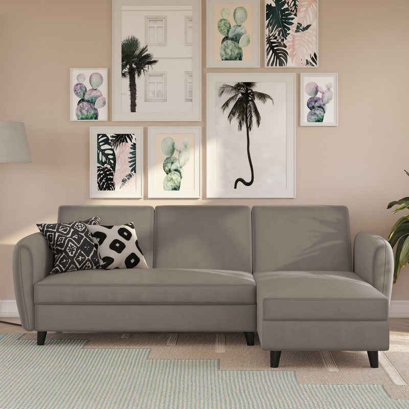 Dorel Home Ecksofa Perry, L-Form, Rückenlehne, verschiedene Farbvarianten, Sitzhöhe 43 cm, Breite 219 cm