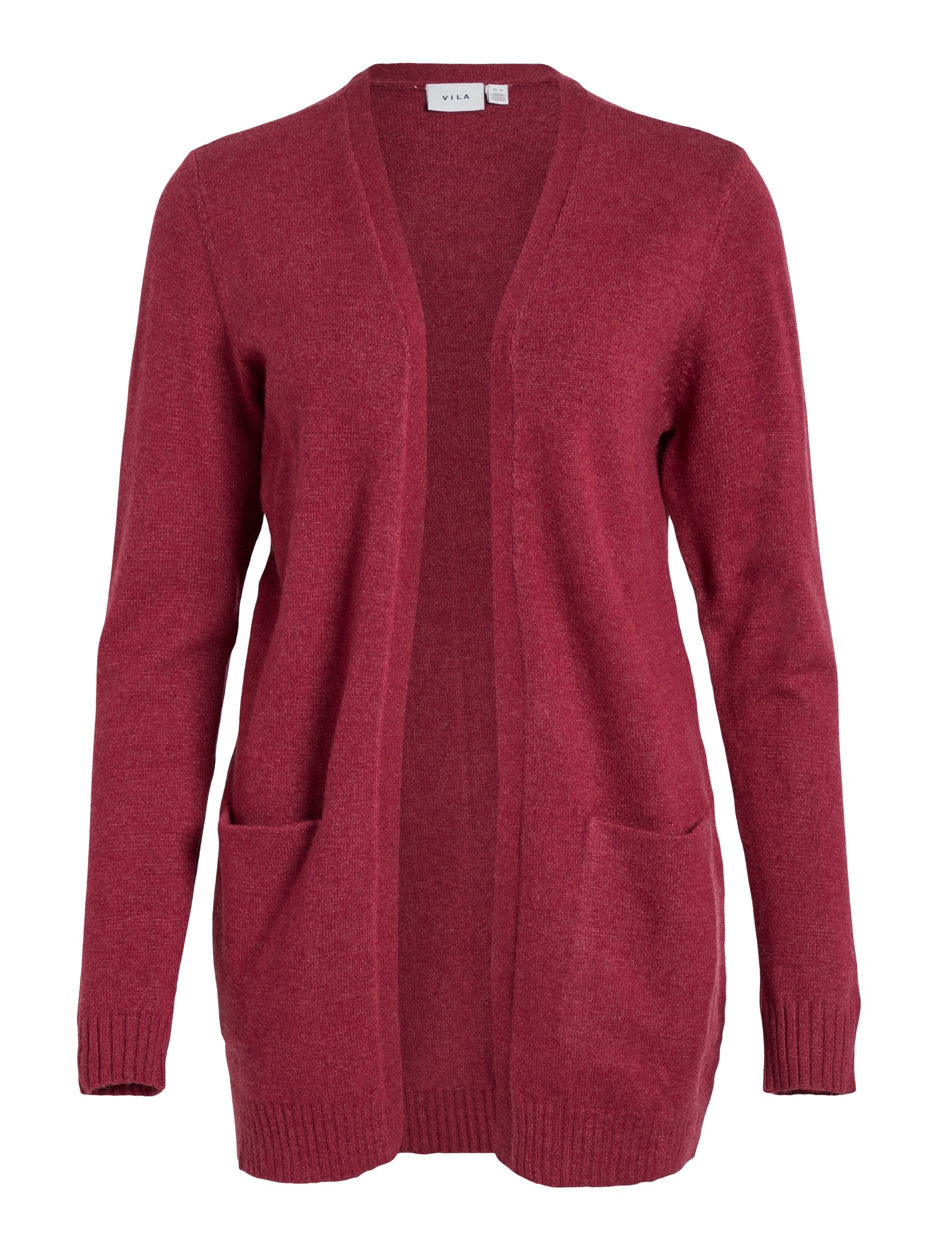 Vila KNIT CARDIGAN Beet NOOS Detail:DARK - Red MELANGE VIRIL L/S Strickjacke OPEN