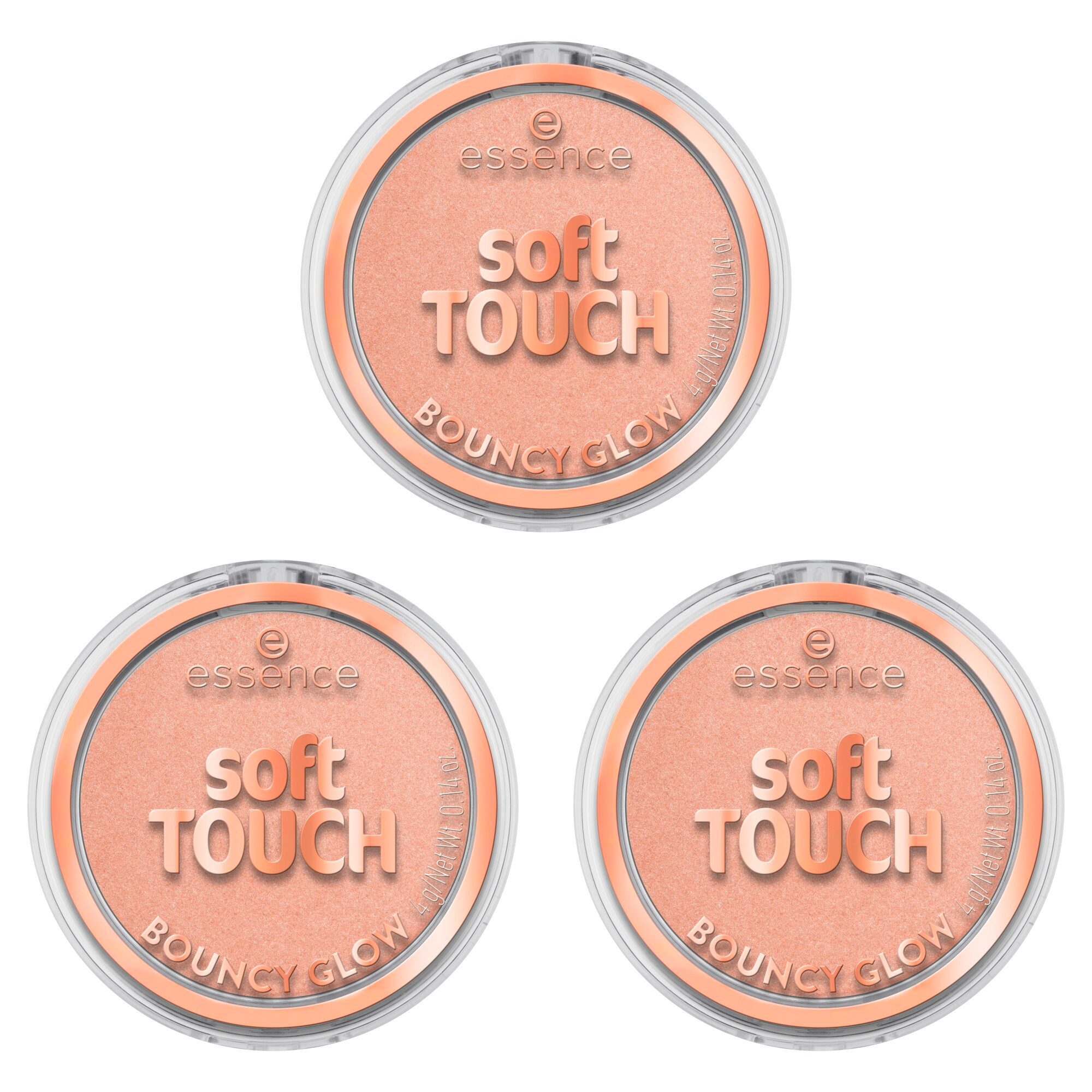 Essence Highlighter soft TOUCH BOUNCY GLOW, 3-tlg., 3-tlg., cremige Textur, aufhellend, leichter Duft, alle Hauttypen