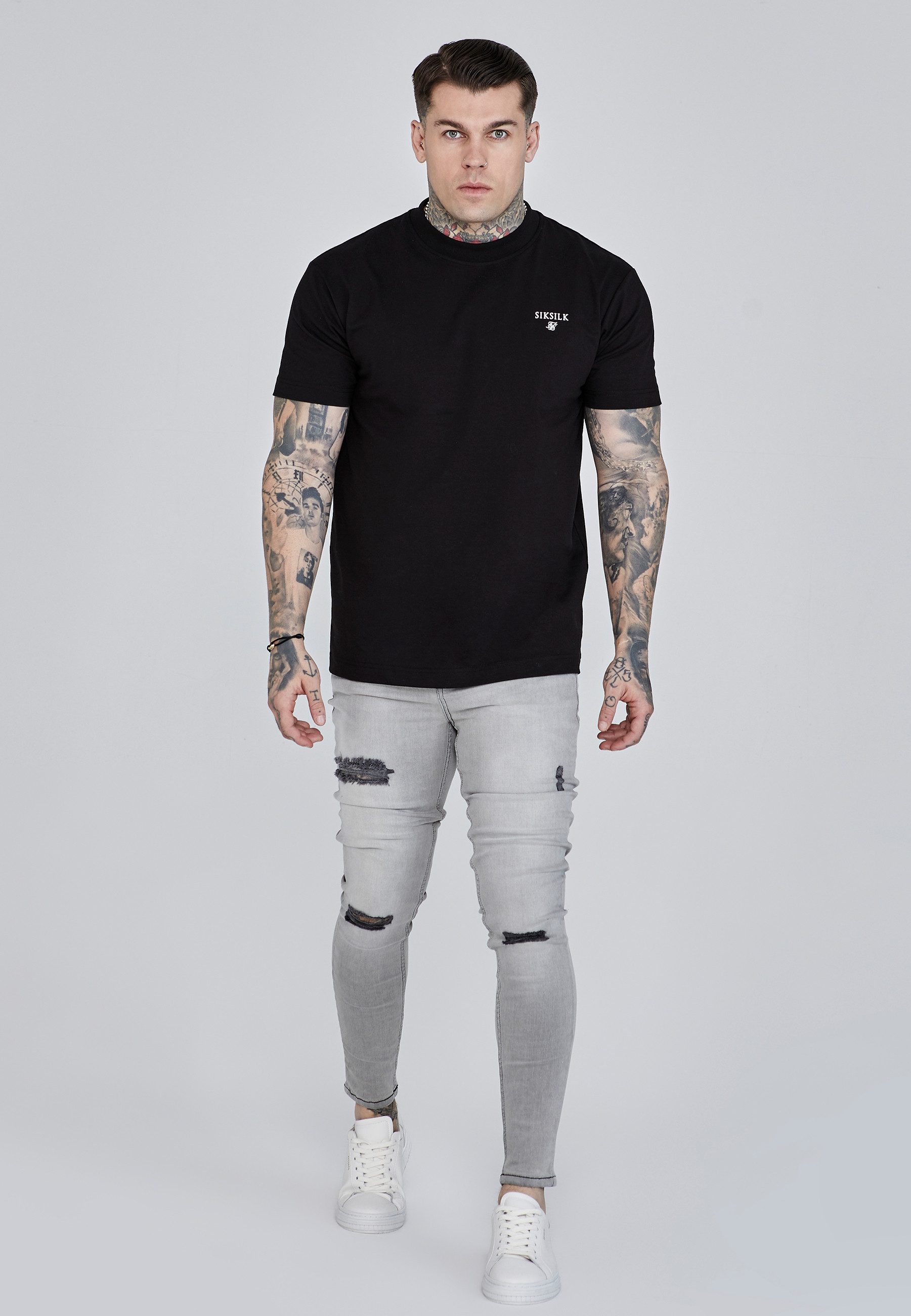 Siksilk Skinny-fit-Jeans SikSilk Herren Graue Distressed Skinny Jeans günstig online kaufen