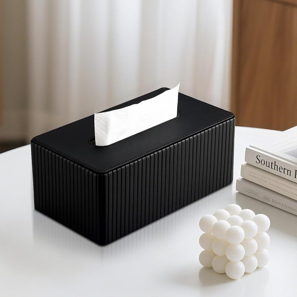 AFKSMILE Papiertuchbox Kosmetiktücherbox Taschentuchbox aus PU Leder Modern Tissue Box, Rechteckige Tissue Box Tücherbox für Wohnzimmer, Badezimmer & Büro – Bild 5 von 5