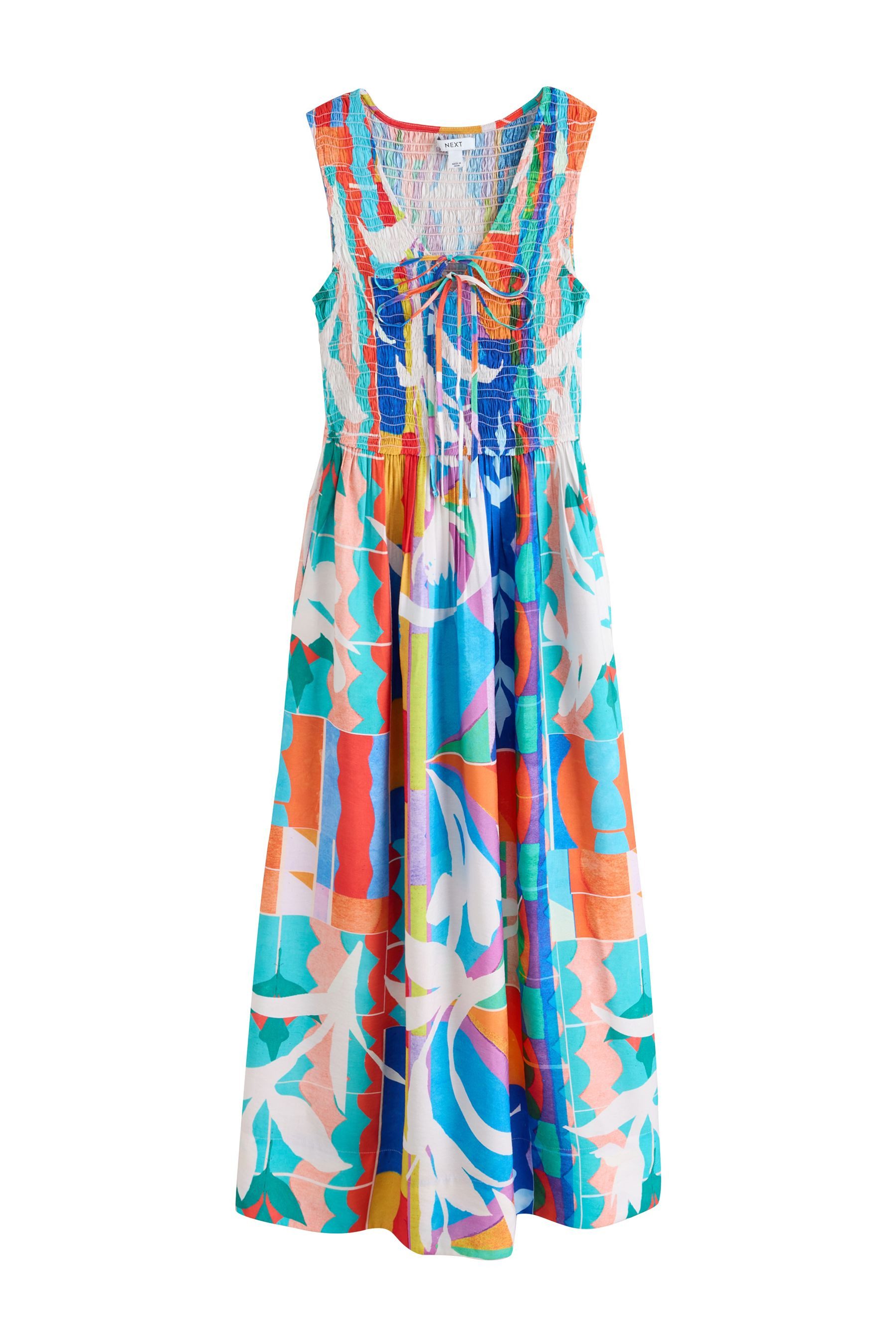 Next Maxikleid Gerafftes Maxikleid mit V-Ausschnitt (1-tlg)