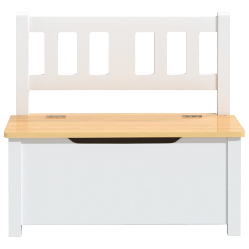 furnicato Truhenbank Kinderbank mit Stauraum 60x30x55 cm Weiß und Beige aus MDF