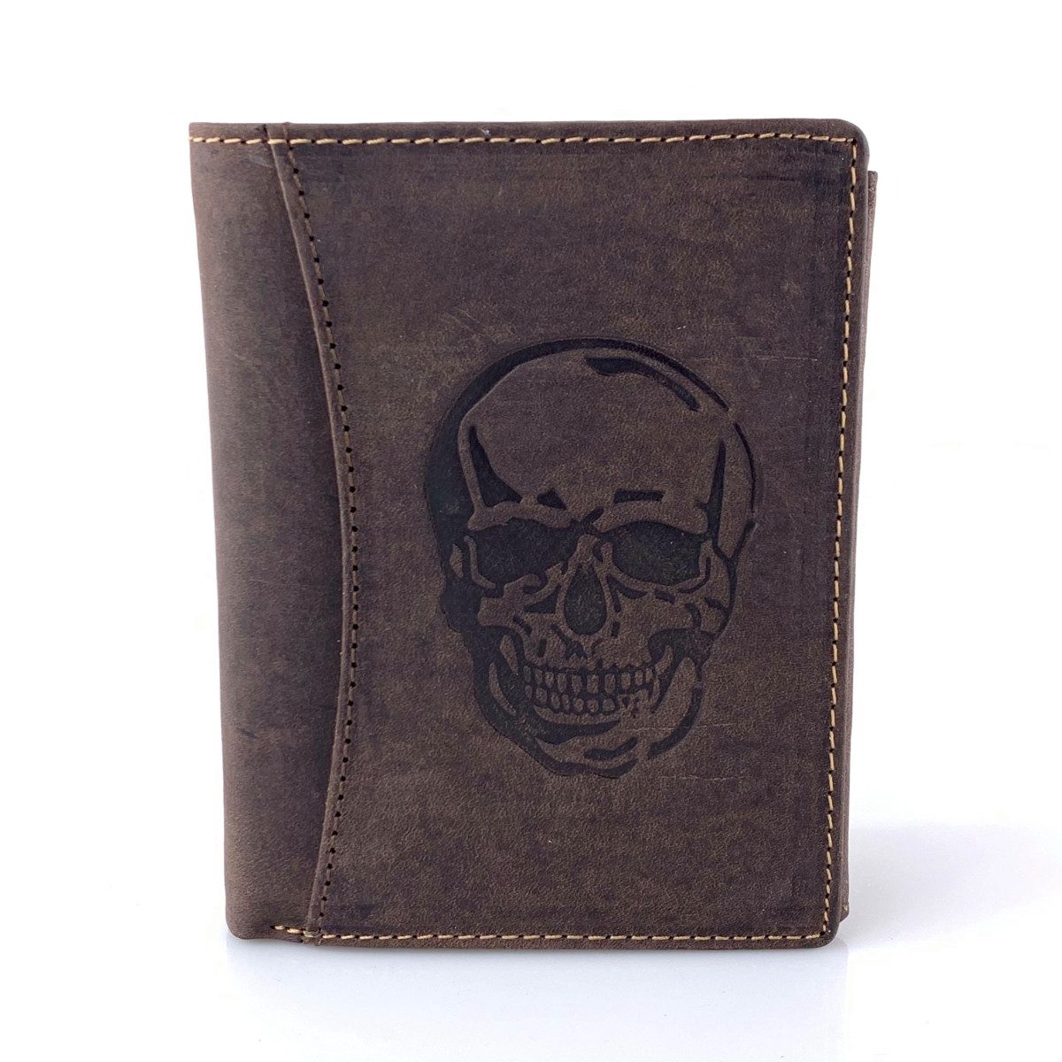 L&B Geldbörse Büffelleder Portemonnaie, integrierter RFID-Schutz >2395-Skull