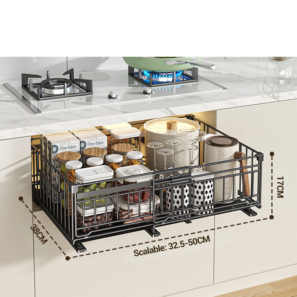 GarveeMore Küchenorganizer-Set 2pcs Ausziehbares Küchenregal für Geschirr & Gewürze platzsparend – Bild 2 von 5
