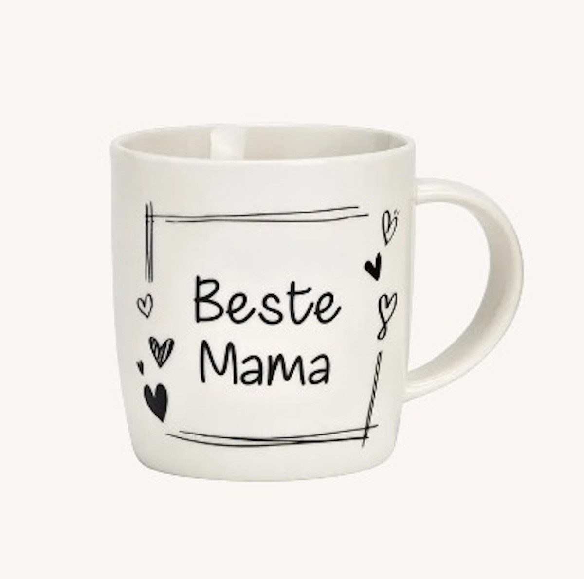 Wurm Tasse Becher "Beste Mama" oder "Lieblings Mama" aus Porzellan weiß, 1-tlg.