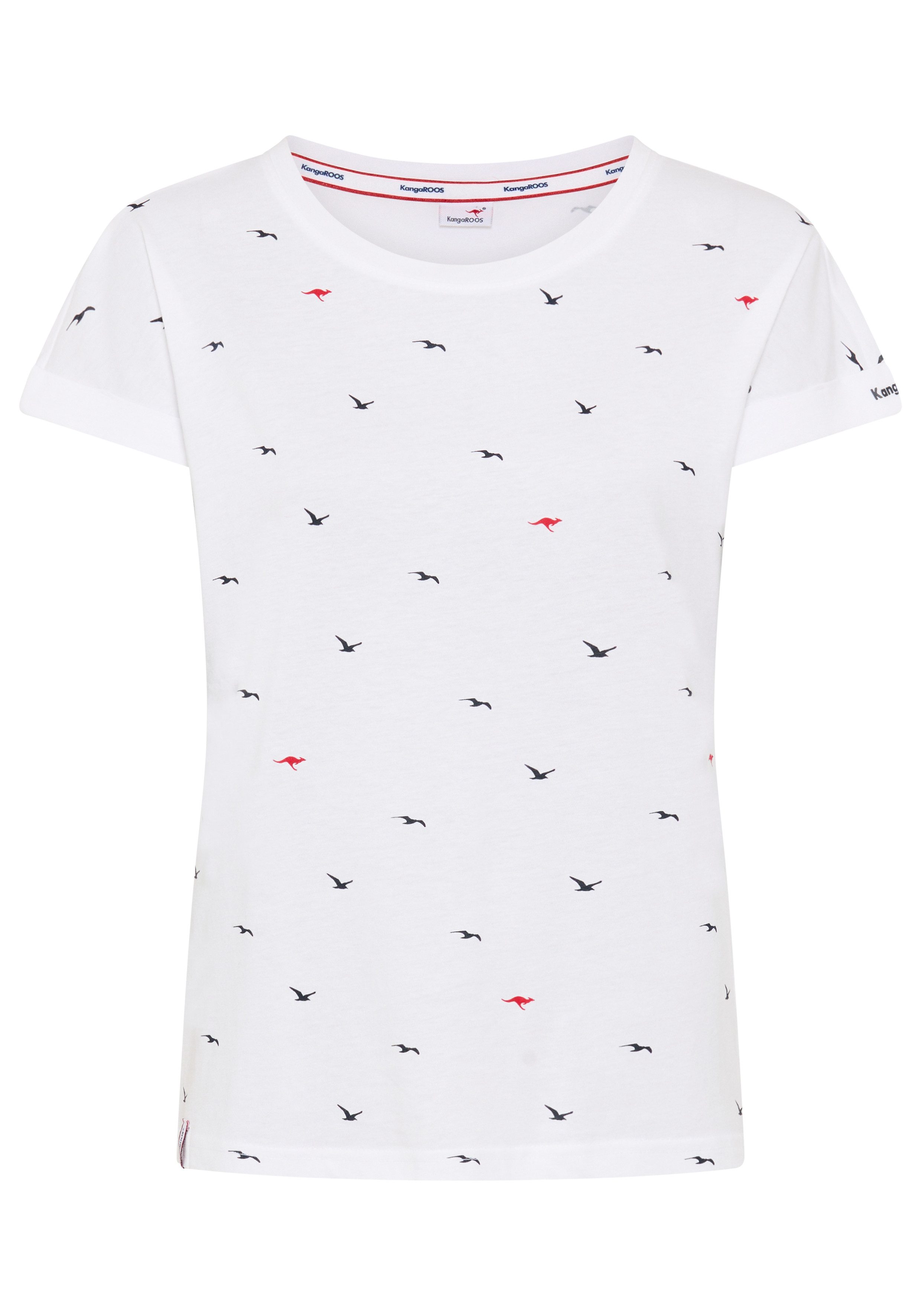 KangaROOS Print-Shirt kurzärmelig, figurumspielend, mit Print, mit Rundhalsausschnitt