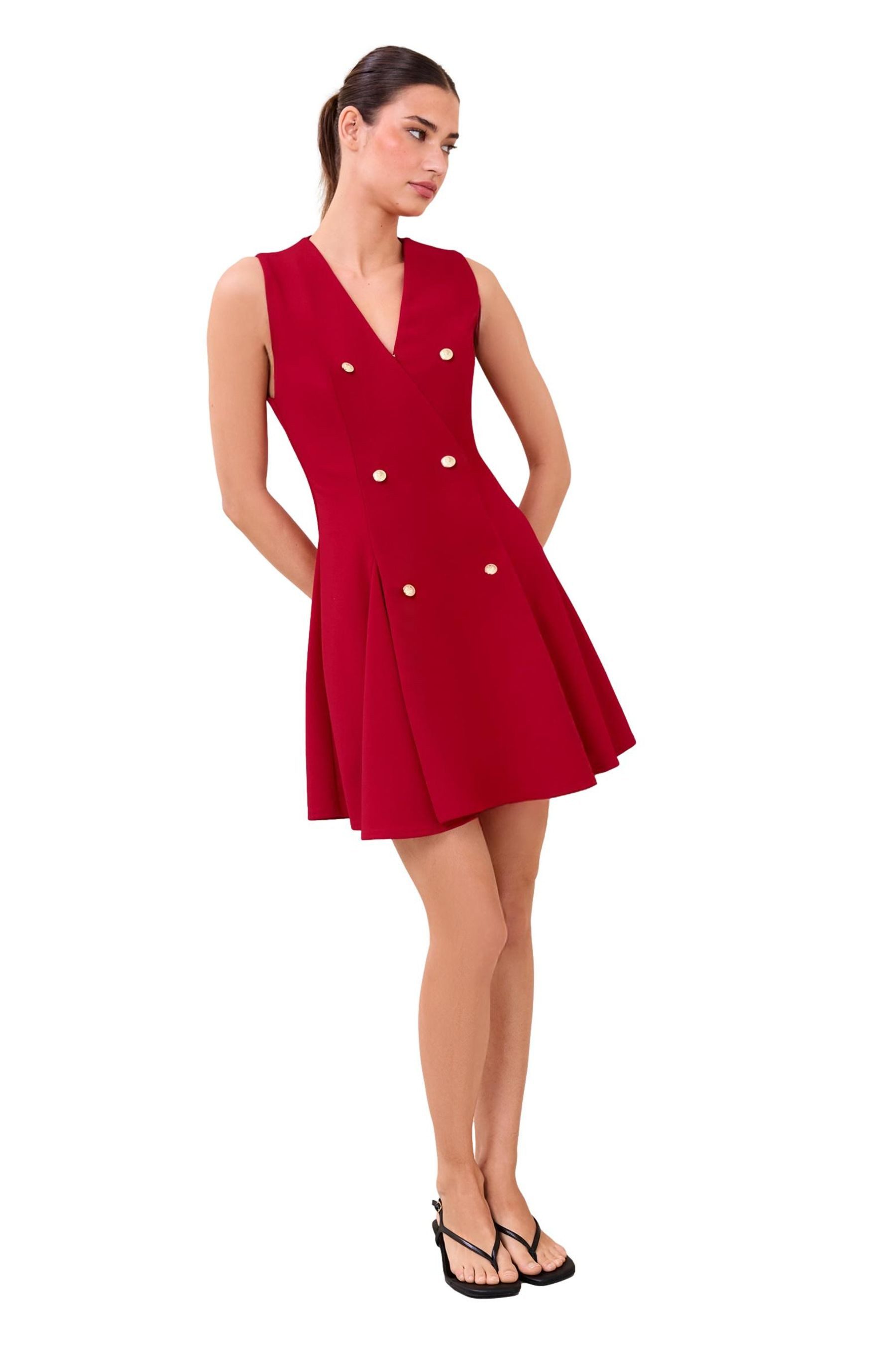 LIPSY Minikleid Lipsy Ärmelloses Minikleid mit Militär-Knöpfen (1-tlg)