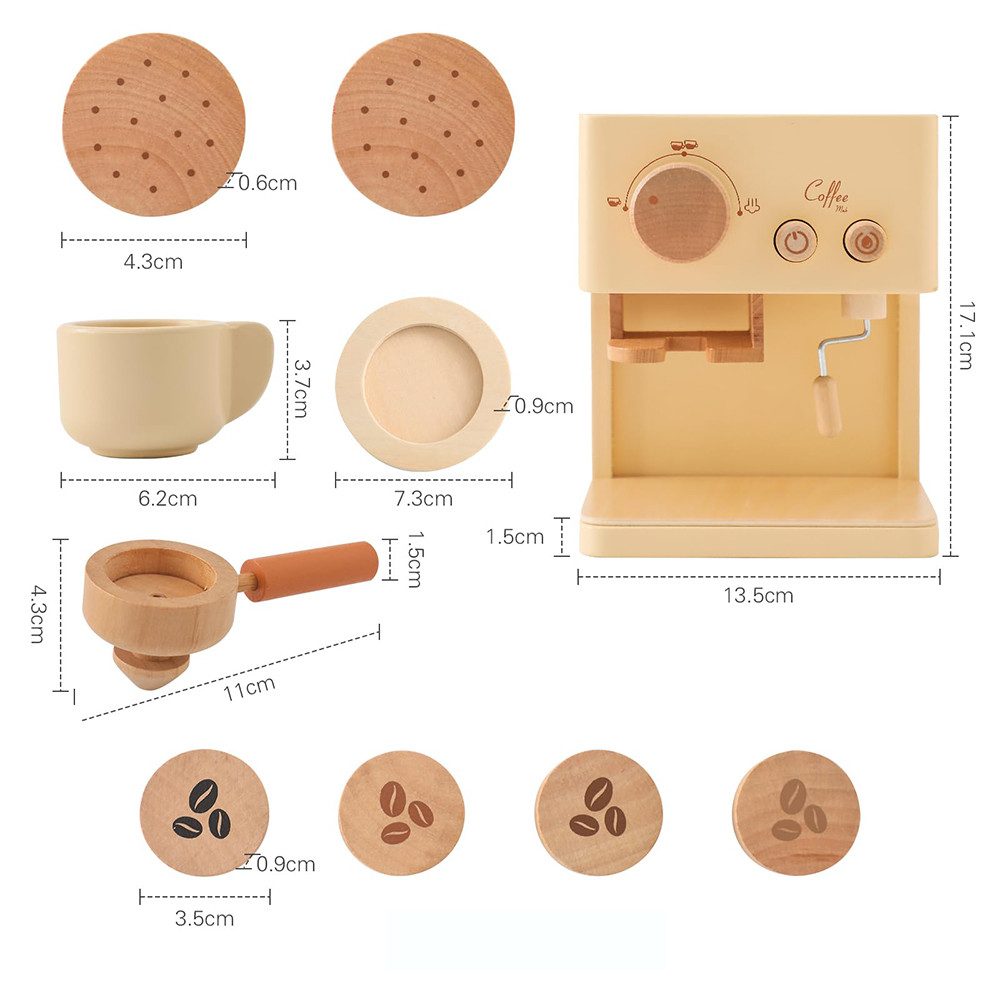 CLTYQ Kinder-Kaffeemaschine Kinderküche Kaffeemaschine Kinder Holz, günstig online kaufen