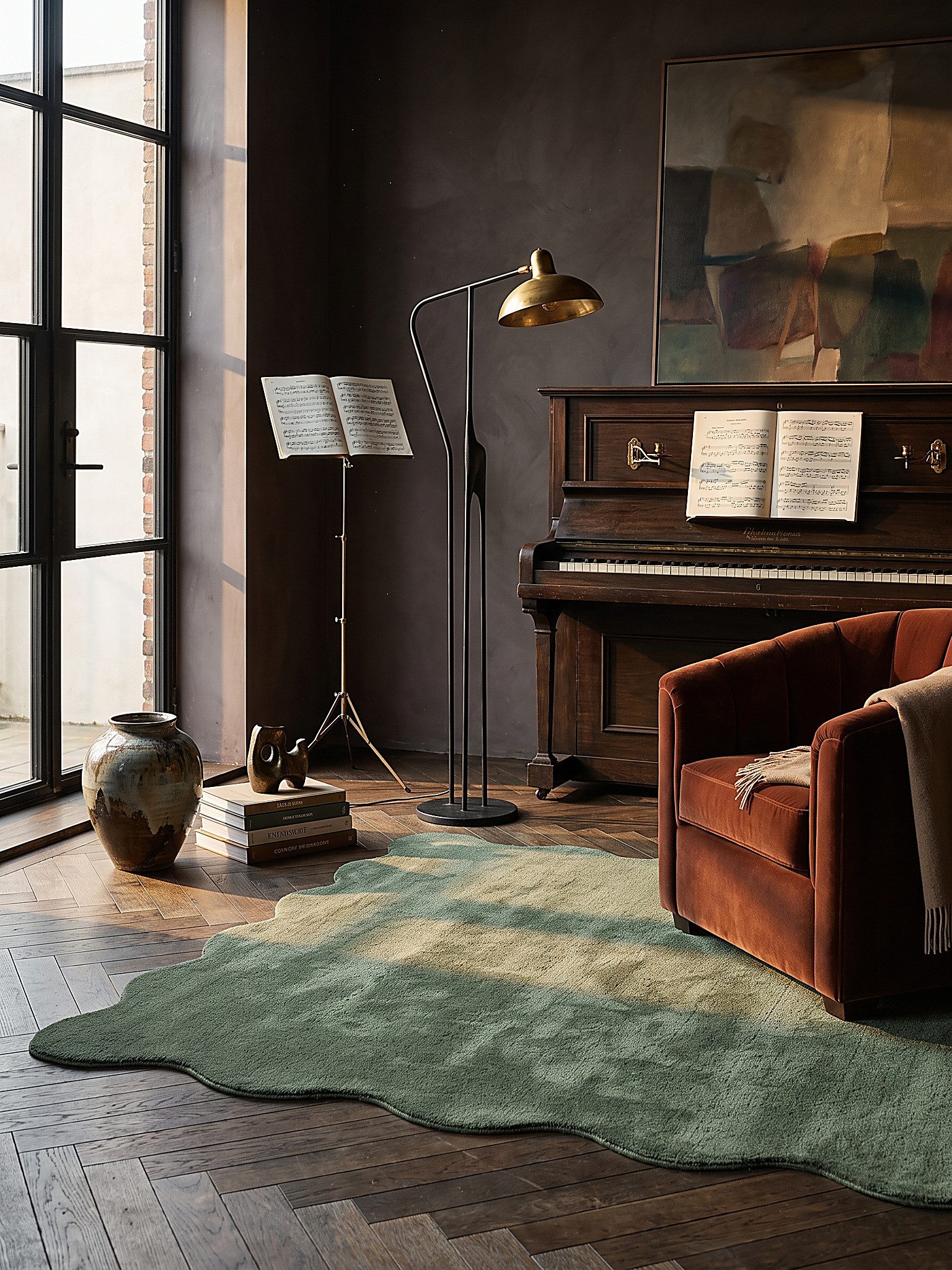 KADIMA DESIGN Teppich TIRSO Teppich Hochflor Waldgrün 120x160 Uni Polyester Antirutsch, Rechteckig, Höhe: 18 mm, Trittschalldämmend, Strapazierfähig, Farbecht,  – Bild 2 von 4