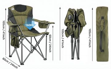 Sumosuma Campingstuhl Campingstuhl Outdoor Gartenstuhl, Ultraleicht Klappstuhl, mit Aufbewahrungstasche, Getränkehalter und Kühltasche, bis 160 kg