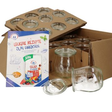 MamboCat Einmachglas 12er Set Weck Gläser 220 ml Tulpengläser mit 12 Glasdeckeln, Glas