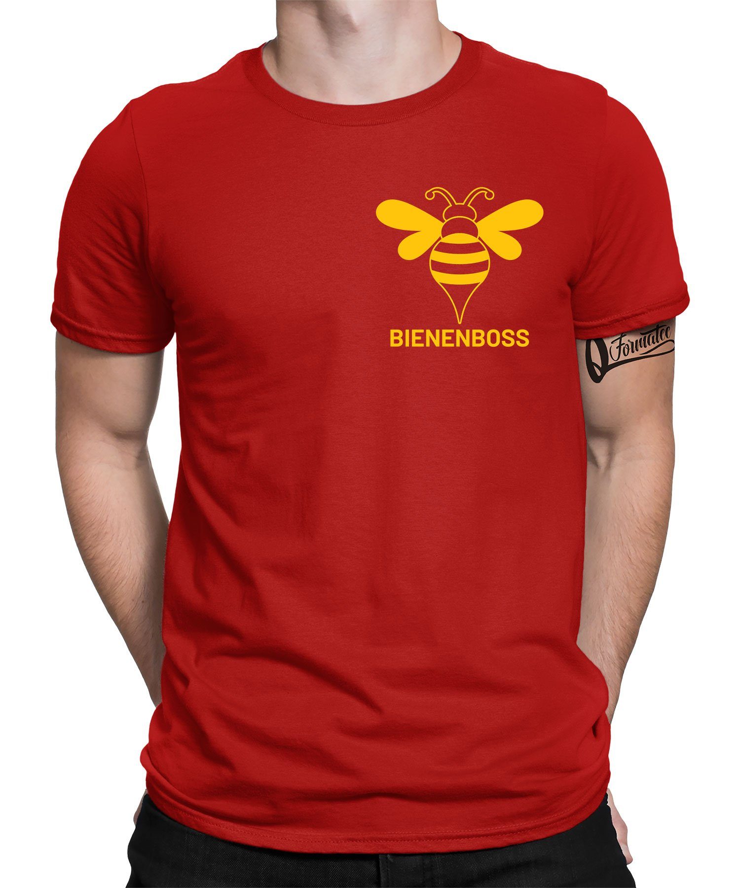 Quattro Formatee Kurzarmshirt Bienenboss - Biene Imker Honig Herren T-Shirt (1-tlg) Rot