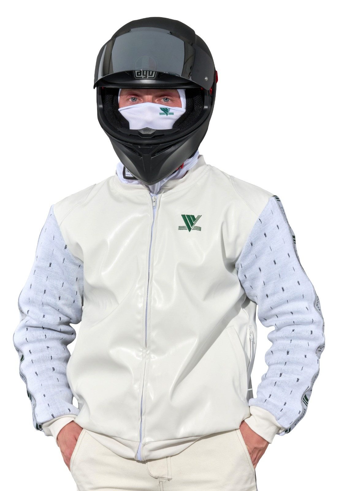 Venturas Motorradjacke 100 % Kevlar, 5 Schutzprotektoren, auch für Freizeit schwarz & weiß 100% hochwertiges Kevlar, 5 Schutzprotektoren, reflektierend bei Nacht