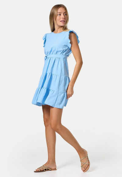 PM SELECTED Minikleid PM-27 (Sommerkleid Midi Kleid mit Rüschen in Einheitsgröße)