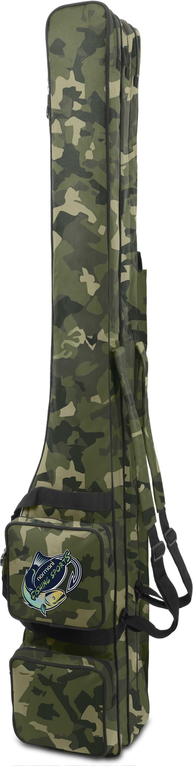 normani Angelrutentasche Rutentasche 1,60 m RodBox Triple, Rutenfutteral für 6 Ruten Rutenkoffer mit Keschertasche 4 Außentaschen