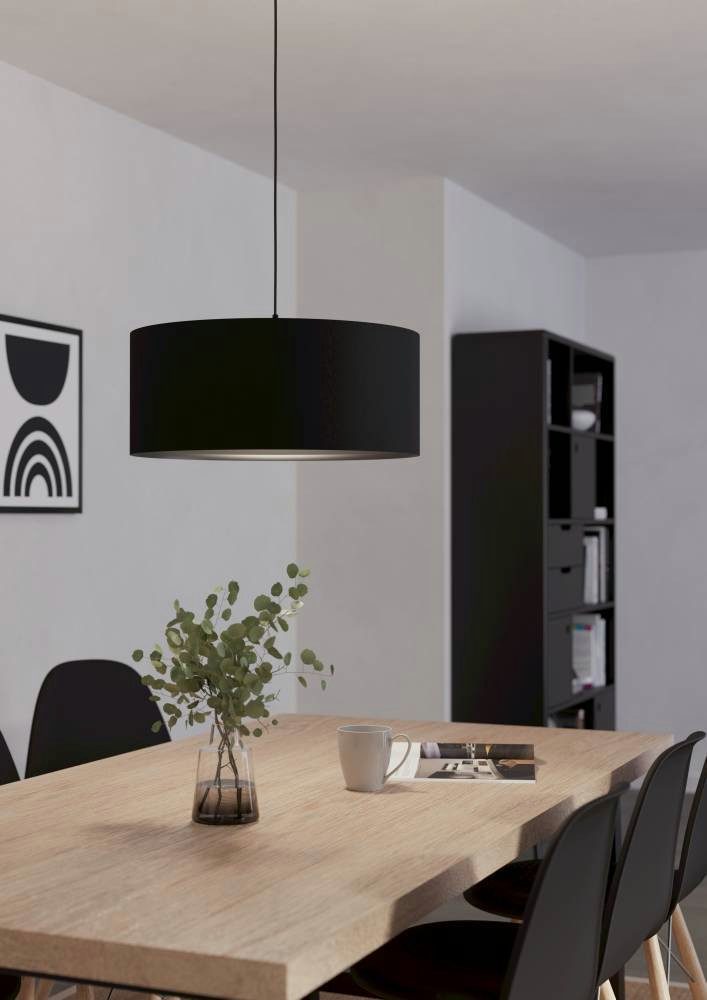 EGLO Hängeleuchte MASERLO 1 Pendellampe, Stahl, Textil, E27, IP20, Esstisch günstig online kaufen