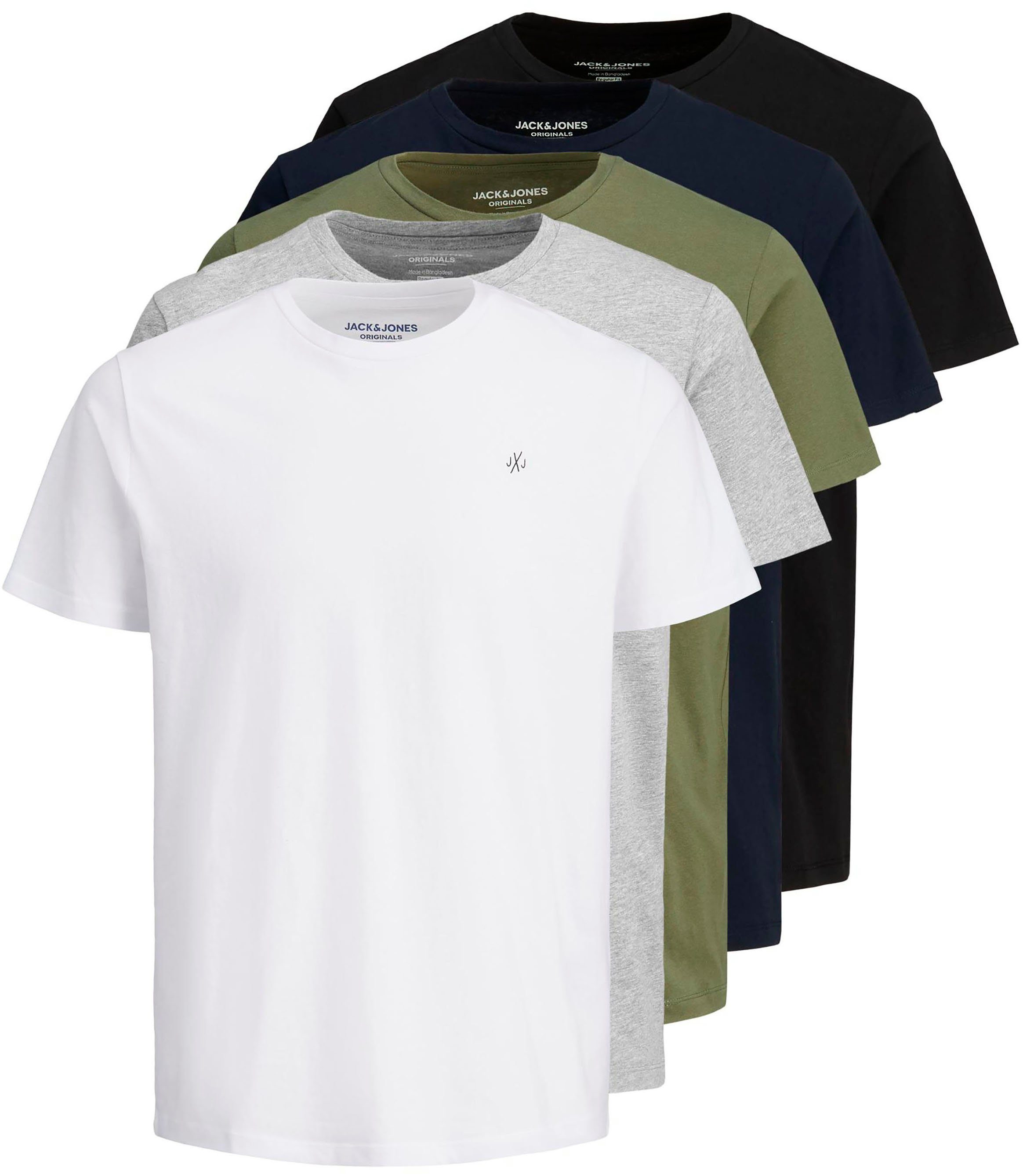 Jack & Jones T-Shirt NECK CREW 5 SS 5-tlg) P (Packung, TEE