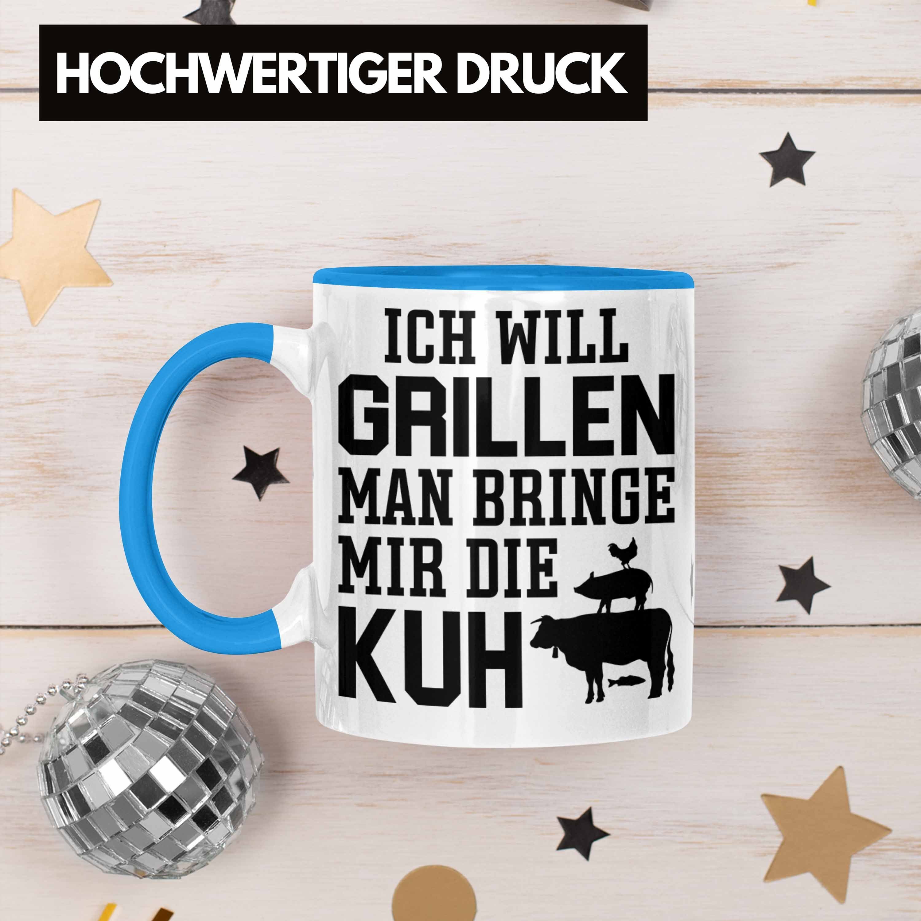 Blau Steak Geschenkidee Männer - Vater Trendation Liebhaber Trendation Tasse Grillen Tasse Geschenk Grill