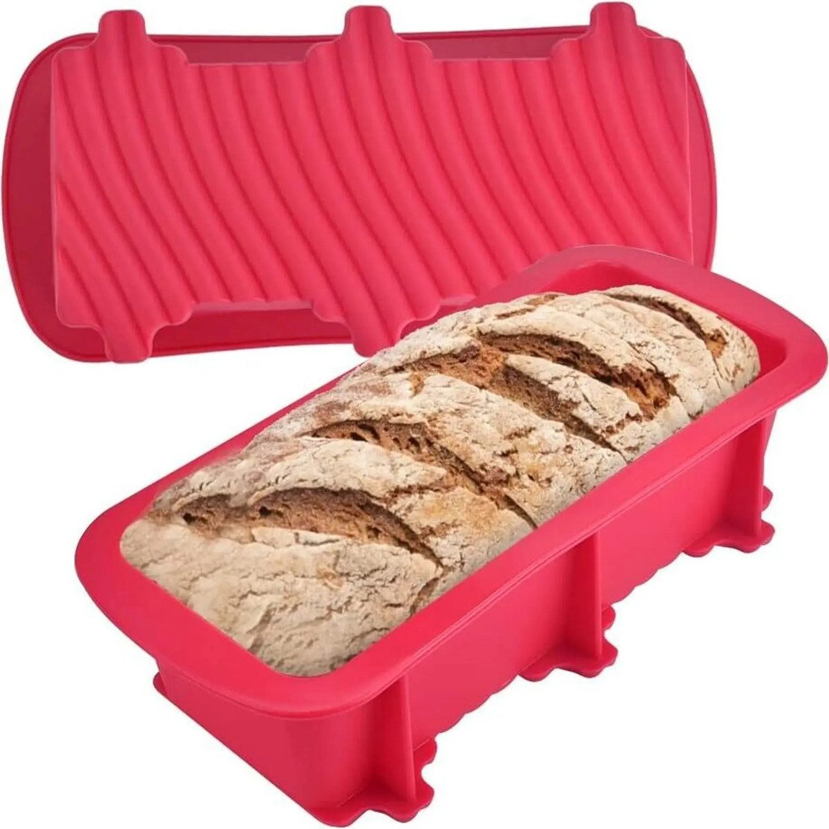 Novzep Brotbackform 2st Brotbackform Silikon Brotbackformen Antihaft Kastenform Flexible, (1-tlg), Königskuchenform Kuchen Kastenbackform Rot Toast Backform Kasten