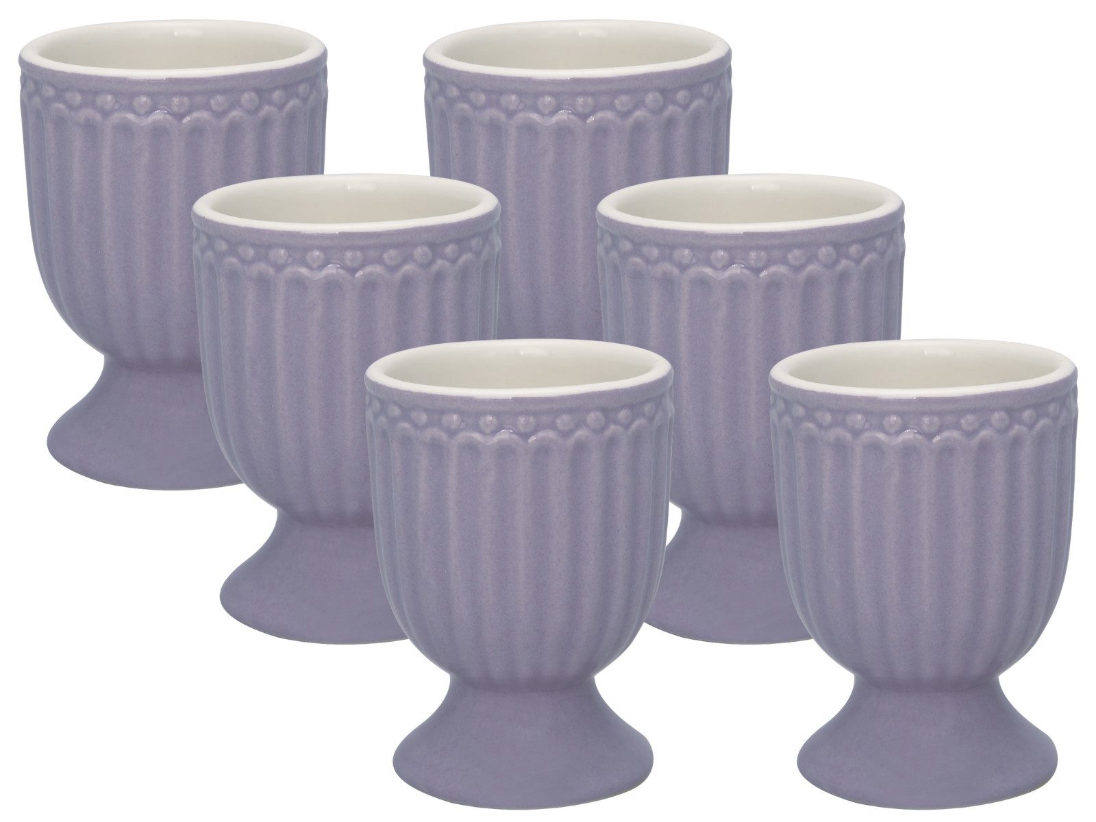 Greengate Geschirr-Set Alice Eierbecher lavender 6,5 cm Set6, Steinzeug