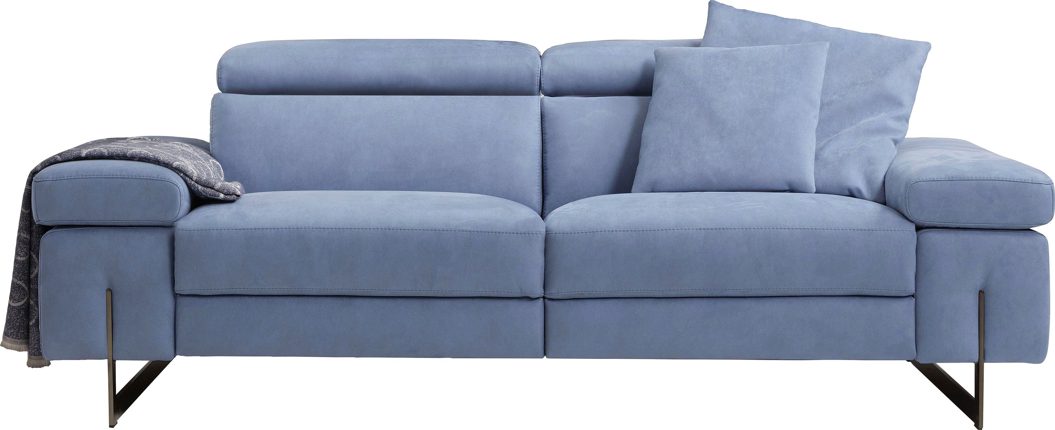 Egoitaliano 2,5-Sitzer Candice, elegant und edel, hochwertiges Designsofa, bequem, Kopfteile manuell verstellbar, titanumfarbene Kufenfüße