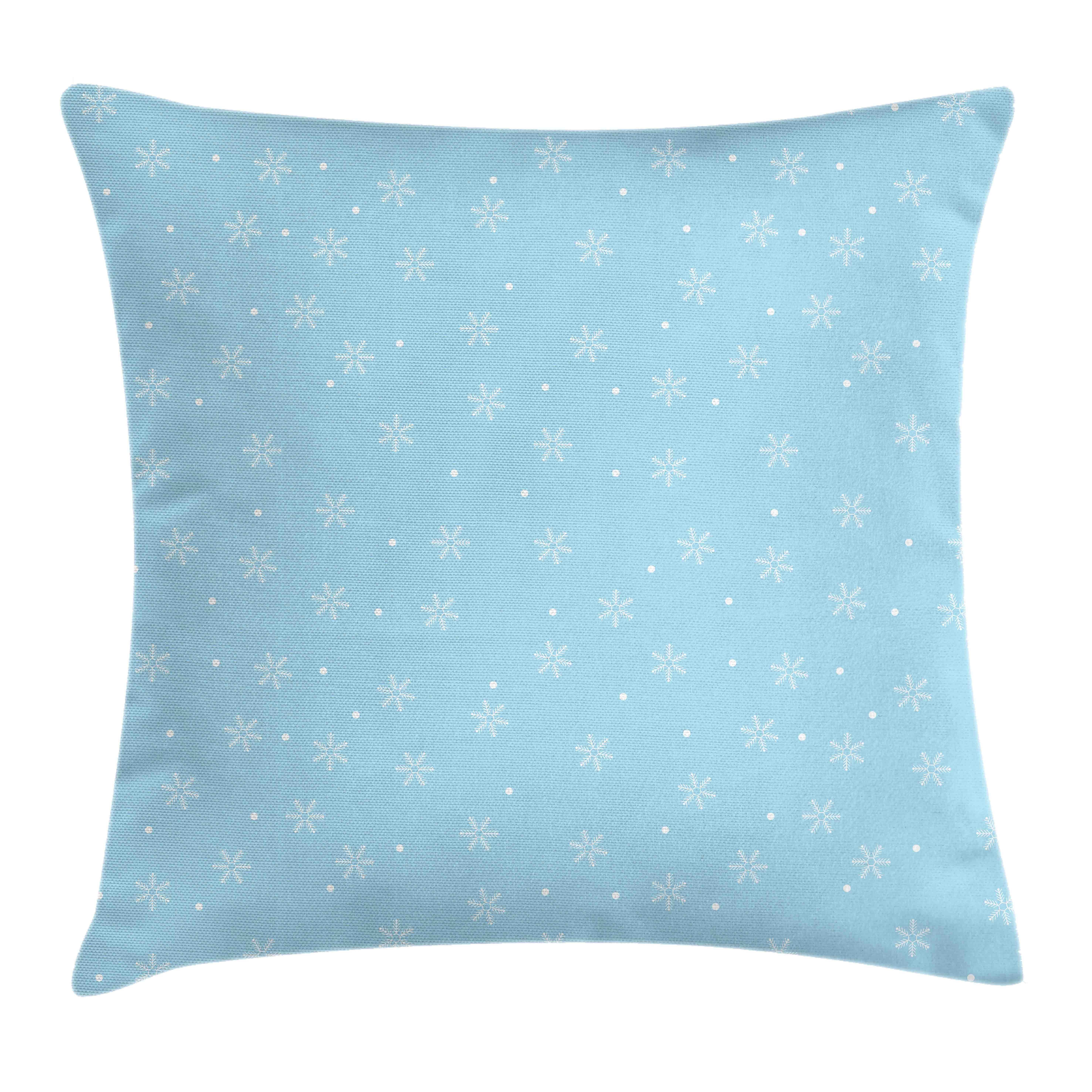 Kissenbezüge Reißverschluss Kissenhülle mit Farbfesten Farben Beidseitiger Druck, Abakuhaus (1 Stück), Winter Weicher Schneefall auf Blau